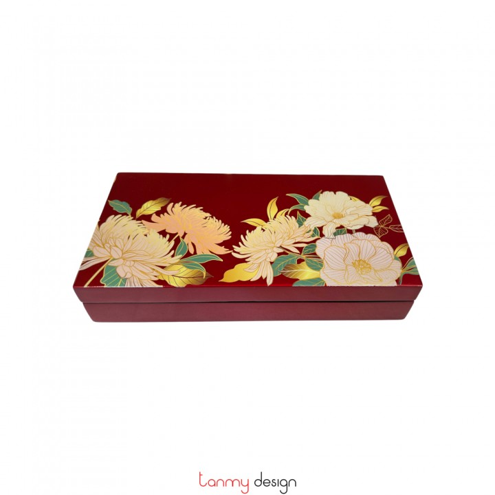 Rectangle lacquer box with flowers 12*23 cm ( different designs )